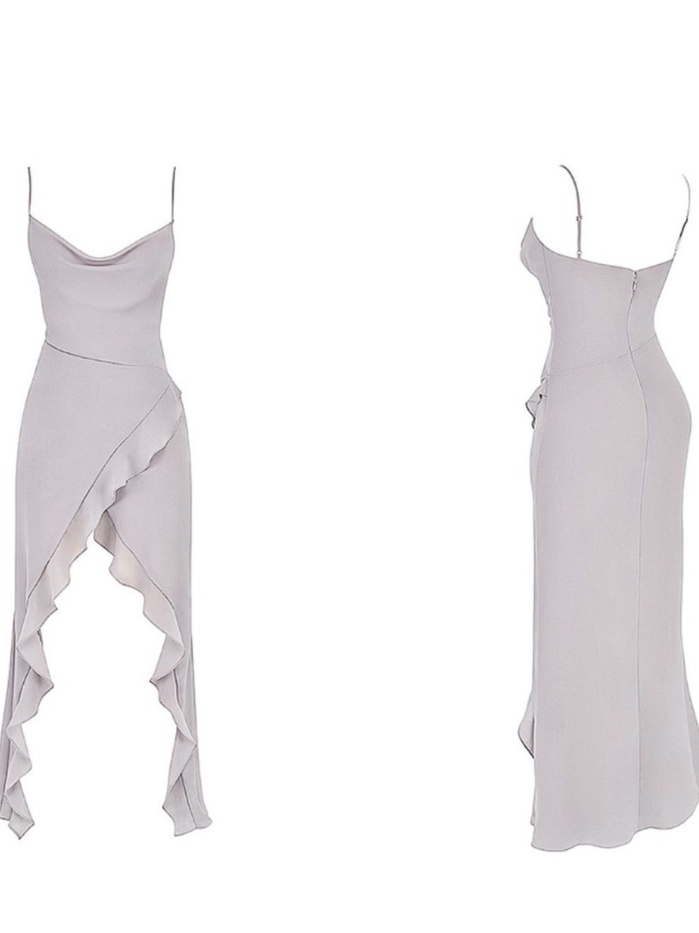 House of CB Light Gray High-Low Ruffle Slip Dress - Picture 7 of 7